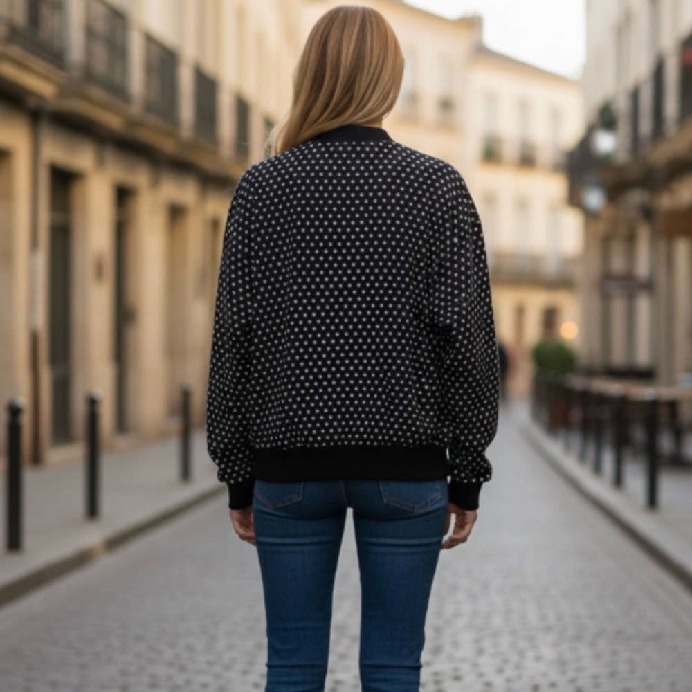 MICHAEL MICHAEL KORS Black White Polka Dot Bomber Jacket - Picture 6 of 16